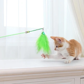 Naujas Little Fairy Plunksnų Kristalų Vamzdis Bell Funny Cat Stick Mielas Juokingas Lauko Interaktyvus Kačiukas Žaislas