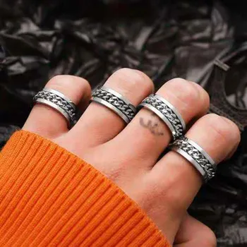 Naujas Mados Pasukti Žiedo Grandinės Žiedų, skirtų Moterų Vertino Žiedas Alaus Uncap Nerūdijančio Plieno Grandinės Žiedas Vyrų Butelio Atidarytuvas Žiedas