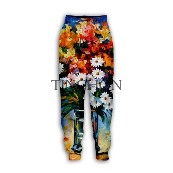 Naujas Mados Vyrų/Moterų Poilsiu Kelnes Tapybos Gėlės 3D Atspausdintas Streetwear Atsitiktinis Kelnės Sweatpants 03