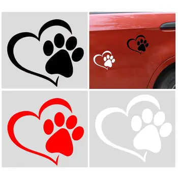 Naujas Mielas Šuo Leteną Persikas Širdies Automobilių Lipdukas Animacinių filmų Gyvūnų Priimti Šuo, Katė Meilę, Pet Automobilio Lipdukas 3D Gyvūnų Šuns Snukio Spausdina Pėdsaką