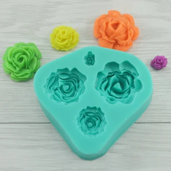 Naujas Minkštas Pyragas 3D Silikono Rose Flower 