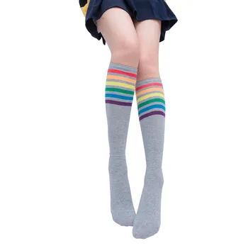 Naujas Moterų Aukštakulniais Kojinės Ponia Vaivorykštė Juostele Merginos Ilgas Įkrovos Socking Per Kelio Aukštakulniais Žiemą Šiltas, Kieto Seksualios Kojinės