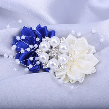 Naujas Royal Blue Jaunikis Kostiumą Atlapas Pin Nuotaka Bridesmaid Riešo Corsage Kostiumas Pearl kalnų krištolas 