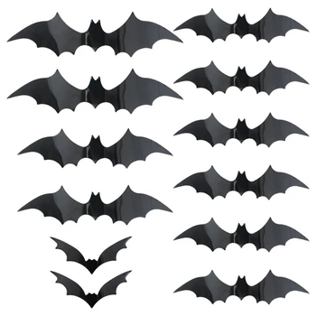 Naujas Ryškus 3D Šikšnosparniai Sienos Lipdukai Halloween Party Prekes Taikomas ant Stiklo, Durų Veidrodis, Langas temą Šalis Viešbučio Bare Decal