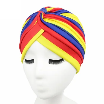 Naujas spalvotas spausdinimas dryžuotas Indijos skrybėlę turbaną skrybėlę headtie