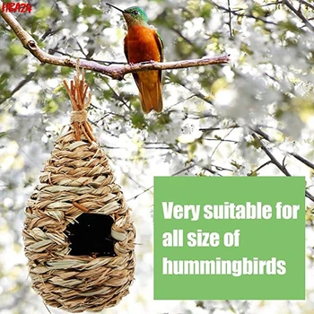 NAUJAS Žolės Rankomis Austi Paukštis Namas Hummingbird Namus Už Kabinti Rankų darbo Lauko Birdhouse Lizdas Sodo Puošmena