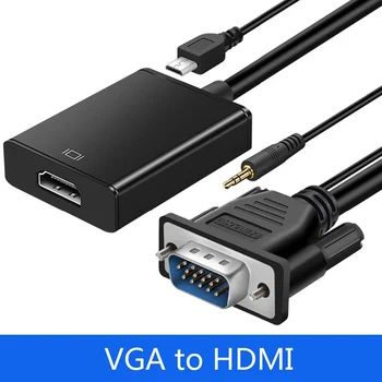 Naujos VGA su HDMI Laidas, Adapteris, Vyrų ir Moterų Keitiklis Su Garso Išvesties 1080P VGA HDMI Adapterį, KOMPIUTERIO, nešiojamojo kompiuterio į HDTV Projektorius