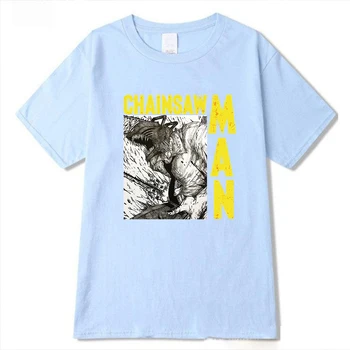 Naujovė Pjūklą Vyras Anime T-shirt Japonija Stiliaus Ulzzang Tees Atsitiktinis O-kaklo trumpomis Rankovėmis Unisex Vasaros Viršūnes