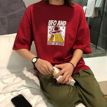 Negabaritinių marškinėliai Moteriška Y2k Viršūnes Tees Anime Trumpas Rankovės Harajuku Streetwear Hip-Hop Medvilnės Prarasti Kpop Moteris Drabužiai Plius Dydis
