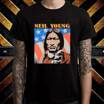 Neil Young Senas koncertuoti Logotipas Muzikos vyriški Juodi Marškinėliai Dydis: S-3XL