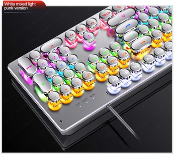 Nekilnojamojo Mechaninė Žaidimų Klaviatūra Punk RGB Turas Retro Keycap Visu Dydžiu 104 Klavišai USB Laidinio PC Nešiojamas Mėlyna Ruda Juoda Jungiklis