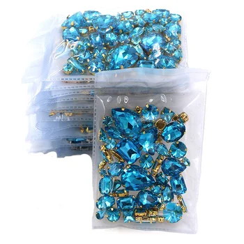 Nemokamas pristatymas Didmeninė 5 krepšiai mišrios formos siūti ant stiklo Ežero mėlyna aukso bazės strazdų 