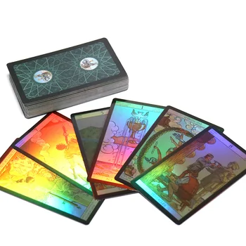 New vision Blizgesį Waite Tarot kortelės anglų ispanų prancūzų kalbos žodis būrimą likimas Holografinis Taro kortų Žaidimo stalo žaidimas mergaitėms