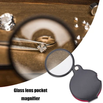 Nešiojamosios Rankinės 6X Lengvas Mini Kišeninis didinamasis stiklas su Oda Atveju, Sulankstomas Didinamojo Stiklo Skaityti Monocle