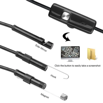 Nešiojamų 1M 7mm USB Laidas, Mini Standus Tikrinimo Kamera Gyvatė Vamzdelis Vandeniui Endoskopą Borescope Su 6 LED, Skirta 
