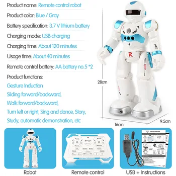 Nuotolinio Valdymo Robotas, Multi-funkcija USB Įkrovimo Vaikų Žaislas RC Robotas Dainuos Šokių Veiksmų Skaičius, Judesių Jutiklis Robotas