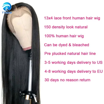 Nėriniai Priekiniai Žmogaus Plaukų Perukai Už juodaodžių Moterų Žmogaus Plaukai Tiesūs 13x4 Nėrinių Priekinės Žmogaus Plaukų Perukai Uždarymo Perukas Malaizijos 150% Remy