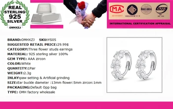 OMH didmeninės bižuterijos camellia kristalų 925 sterlingas sidabro Stud auskarai YS05