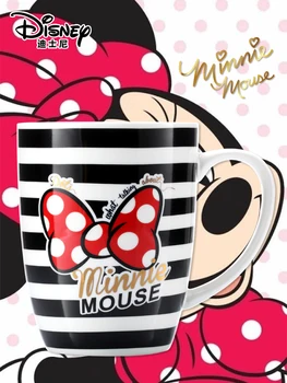Originalus Disney Minnie Keramikos Vandens Taurė Cartoon Pieno Kavos Puodelį, Mergina, Mielas Puodelis Mados Dryžuotas Taurės Siųsti Puodelio Dangtelis Šaukštas