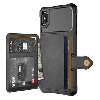 Originalus Flip Case For iPhone 12 11 Pro Retro Magnetinių Kortelių Stovas Piniginės iPhone 12 min X s Max 6 7 8 Plius SE2020 Atveju