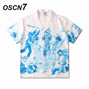 OSCN7 Atsitiktinis Gatvės Atspausdintas Trumpas Rankovės Marškinėliai Vyrams 2021 Havajai Paplūdimio Negabaritinių Moterų Mados Harujuku Marškinėliai Vyrams CM09