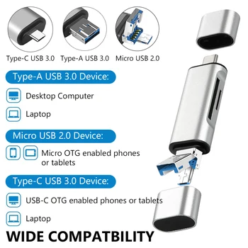 OTG Micro SD Kortelių Skaitytuvą, USB 3.0 Micro USB C Tipo Kortelių Skaitytuvas USB Micro SD Adapteris 
