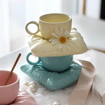 Pagalvė Kavos Puodelis Tiffany Puodelis su Lėkšte Vasarą Pusryčiai Pieno Puodelio Indų Rinkinys Keramikos Popietę Arbatos Puodelio Dovana Draugams