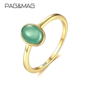 PAG&MAG Prekės Ovalo formos, Smaragdas 925 Sterlingas Sidabro Žiedas 18K Auksu Nuotakos Vestuvių Juostoje Pažadas Žiedas Papuošalai Bague Femme SR0254