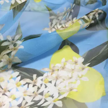 Pavasario Vasaros Gėlių Rankoje-dažytos Citrinų Gėlių Šifono Plonos Medžiagos raštuoto Audinio Siuvimo Audiniai Audiniai pagal Skaitiklio Medžiaga