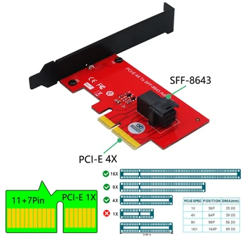 PCIE Riser SFF-8643 U. 2 Adapter Išplėtimo Kortelės SFF-8643 U2 PCI-E Konverteris SFF 8643 PCI-E 4.0 X4 Stove Kortelę U2 PCIe SSD NVMe