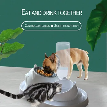 Pet automatinė geriamojo vandens tiektuvas nerūdijančio plieno katės dubenėlį šuniui šerti kačių dubuo pakelti stotis katė dvigubą dubenėlį kačių maisto dubenėlį