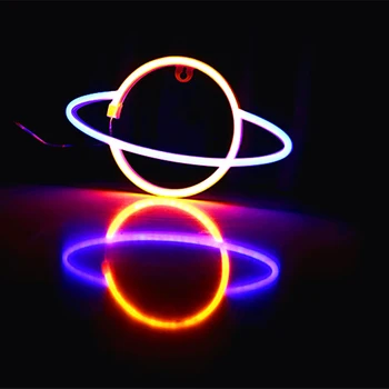 Planetos Formos Neoninės Šviesos Dovana Dvejopo Naudojimo Elipsės formos LED Spalvinga Neoninės Lempos Planetos Pasirašyti Namų Sienos Žvaigždėtą Dangų, Apšvietimo Apdaila