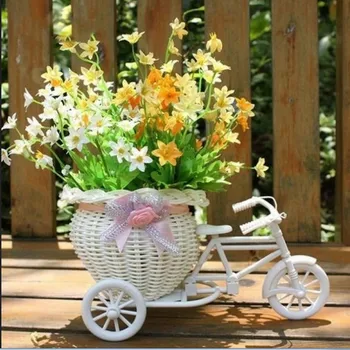 Plastikiniai, Baltos Spalvos Triratį Dviratį Dizainas Gėlių Krepšelis Saugojimo Šalis Dekoro Kūrybos Gėlių Krepšelis Vestuves Namų Dekoro Karšto