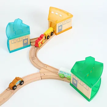 Plastikiniai, Garažas, Stovėjimo Aikštelė Medinis Traukinio Bėgių Priedai Kelio Tranzito Geležinkeliu Traukinys Lizdą Medžio Thoman Geležinkelio Dėlionė Žaislai Vaikams