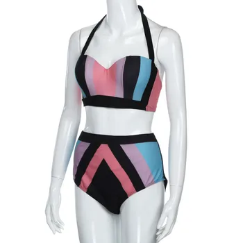 Plius Dydis 4XL Bikini Komplektas 2019 Push Up maudymosi Kostiumėliai Moterims Aukšto Juosmens Spausdinti Didelio Brazilijos maudymosi kostiumėlį, Seksualus Tvarstis maudymosi kostiumą *E
