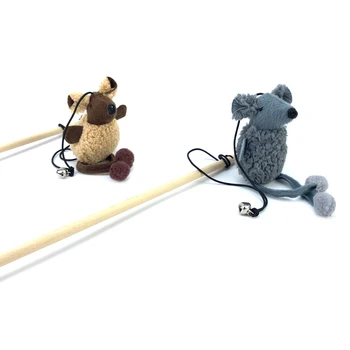 Pliušinis Pele Pažymint Cat Stick Žaislas Interaktyvi Katė Žaislas Klijuoti Su Bell Kibinimas Lazdelė Pliušiniai Žaislai Cat Stick Erzinti Žaisti Prekes