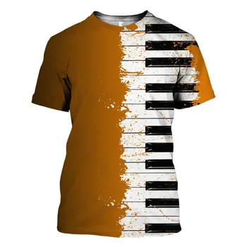 PLSTAR Kosmosas Spausdinti Fortepijono Muzikos 3D T-Shirt Vasaros Juokinga Harajuku Juokinga Trumpas Rankovės Muzikos Instrumentas Streetwear-1 130-6xl