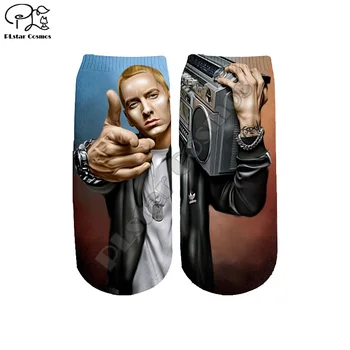 PLstar Kosmosas Tupac 2puc XXXTentacion Eminem 90 reperis HipHop 3DPrint Moterys/vyrai/berniukas/mergaitė, Vasarą, Rudenį Trumpas Kulkšnies Kojinės A-12