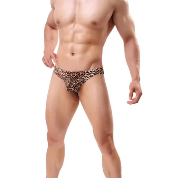 Plus Size Leopard vyriškos apatinės Kelnės Sexy Apatiniai Kvėpuojantis Elastinga Underpant Jockstrap porno kraujavimas iš Seksualus apatinis Trikotažas, Erotinis Ne-Mikroelementai-Šortai