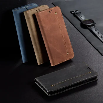 Prabanga Denim Modelis Odos Flip Case For Xiaomi Poco X3 NFC X2 C3 F2 Pro Atveju Magnetinio Piniginės Knygos Viršelio Apsaugos Fundas