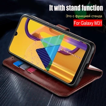 Prabangus Retro Plonas Odos Flip case For Samsung Galaxy M31 Atveju Piniginės Kortelę Stovi Magnetinio Knygos Viršelio Samsung M31 Atvejais