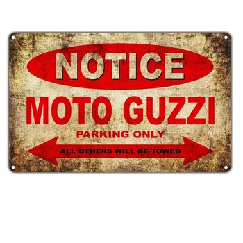 Pranešimo Moto Guzi Motociklai, automobilių Stovėjimo aikštelė-Tik Retro alavo pasirašyti nostalgiškas ornamentu metalo plakatas garažas art deco baras, kavinė, parduotuvė
