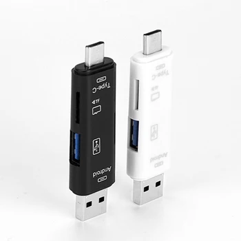 Prekės 5 In 1 Kortelių Skaitytuvas Telefonas Mini OTG Adapteris, USB 3.0 ir USB Tipas-C Micro TF Kortelių Skaitytuvas Micro USB Atminties Kortelių Skaitytuvas