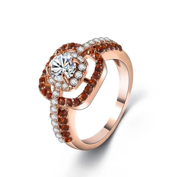 Pritaikoma kubinis cirkonis žiedai moterims Rose aukso žiedas Asmenybės populiarus karšto pardavimo Išskirtinį šalies apdaila dovana