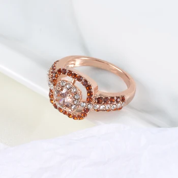 Pritaikoma kubinis cirkonis žiedai moterims Rose aukso žiedas Asmenybės populiarus karšto pardavimo Išskirtinį šalies apdaila dovana