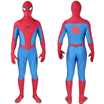 PS4 KLASIKINIS Peter Parker Cosplay Kostiumų Zentai Helovinas Kostiumas SuperHero Bodysuit Jumpsuit CatSuits Išgalvotas Suaugusiems/Vaikams