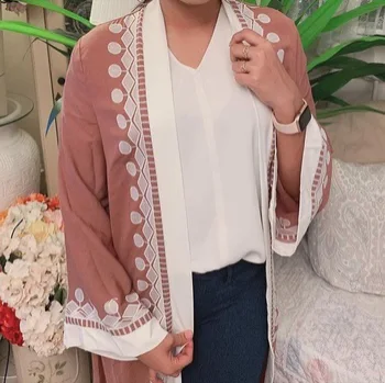 Ramadanas Eid Atidaryti Abayas Moterų Dubajus Abaja Turkijos Musulmonų Hijab Suknelė Kimono Megztinis Skraiste Musulmane Longue Djelaba Femme