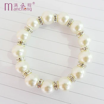 Rankų darbo 12mm Balta perlų karoliukų apyrankė geriausiai parduodamų mados sidabro padengtą pearl apyrankės moterims 2021 geros kokybės
