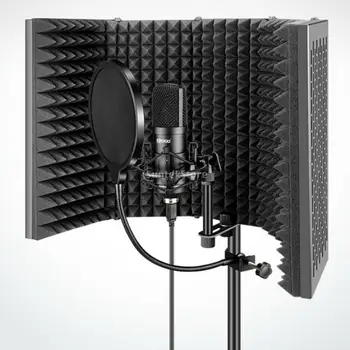Reguliuojamas 5 Pultas Mikrofonas Atskirai Shield Vokalo Kabina Profesionalus Registravimo Putų Skydelis Garso Transliacijos