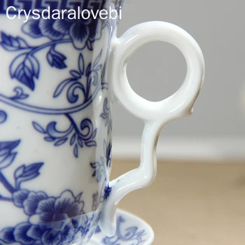 Retro Kinijos Mėlyna Balta Porceliano Arbatos Puodelio Rinkinys su Lėkšte Dangčio Infuser 260ml Keramikos Teacup su Arbatos Filtras